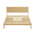 Oikiture Wooden Bed Frame with 2 Large Storage Drawers Rattan Headboard - Double