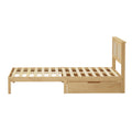 Oikiture Wooden Bed Frame with 2 Large Storage Drawers Rattan Headboard - Double