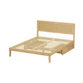 Oikiture Wooden Bed Frame with 2 Large Storage Drawers Rattan Headboard - Double