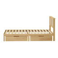 Oikiture Wooden Bed Frame with 2 Large Storage Drawers Rattan Headboard - Queen