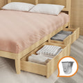 Oikiture Wooden Bed Frame with 2 Large Storage Drawers Rattan Headboard - Queen