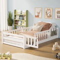 Oikiture Kids Wooden Fence Bed Frame - White