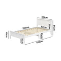 Oikiture Wooden Bed Frame Slatted Base Headboard Pine Timber - Single