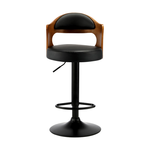 Oikiture Set of 2 PU Leather Bar Stools - Black