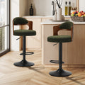 Oikiture Set of 2 PU Leather Bar Stools - Green