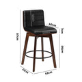 Oikiture Wooden Leather Bar Stool - Set of 2 - Black