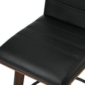 Oikiture Wooden Leather Bar Stool - Set of 2 - Black