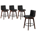 Oikiture Wooden Bar Stool - Set of 4 - Black - Aic