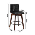 Oikiture Wooden Bar Stool - Set of 4 - Black - Aic
