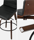 Oikiture Wooden Bar Stool - Set of 4 - Black - Aic