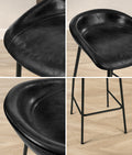Oikiture 2PCS Bar Stools Dining Chairs with Metal Counter Stool Black