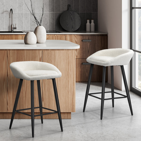 Oikiture  Set of 2 Boucle Bar Stools
