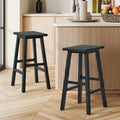 Oikiture 2/4x Bar Stool Kitchen Counter Wooden Chair Split-Level Footrest - Black / 2