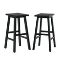 Oikiture 2/4x Bar Stool Kitchen Counter Wooden Chair Split-Level Footrest - Black / 2