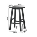 Oikiture 2/4x Bar Stool Kitchen Counter Wooden Chair Split-Level Footrest - Black / 2