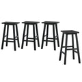 Oikiture 2/4x Bar Stool Kitchen Counter Wooden Chair Split-Level Footrest - Black / 4