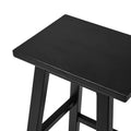 Oikiture 2/4x Bar Stool Kitchen Counter Wooden Chair Split-Level Footrest - Black / 4