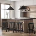 Oikiture 2/4x Bar Stool Kitchen Counter Wooden Chair Split-Level Footrest - Black / 4