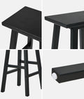 Oikiture 2/4x Bar Stool Kitchen Counter Wooden Chair Split-Level Footrest - Black / 4