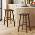 Oikiture 2/4x Bar Stool Kitchen Counter Wooden Chair Split-Level Footrest - Walnut / 2