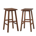 Oikiture 2/4x Bar Stool Kitchen Counter Wooden Chair Split-Level Footrest - Walnut / 2