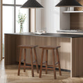 Oikiture 2/4x Bar Stool Kitchen Counter Wooden Chair Split-Level Footrest - Walnut / 2
