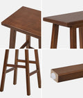 Oikiture 2/4x Bar Stool Kitchen Counter Wooden Chair Split-Level Footrest - Walnut / 2