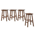 Oikiture 2/4x Bar Stool Kitchen Counter Wooden Chair Split-Level Footrest - Walnut / 4