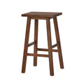 Oikiture 2/4x Bar Stool Kitchen Counter Wooden Chair Split-Level Footrest - Walnut / 4