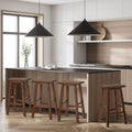 Oikiture 2/4x Bar Stool Kitchen Counter Wooden Chair Split-Level Footrest - Walnut / 4