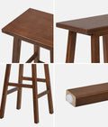 Oikiture 2/4x Bar Stool Kitchen Counter Wooden Chair Split-Level Footrest - Walnut / 4