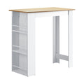 Oikiture Bar Table with Storage- White & Wood - Default Title