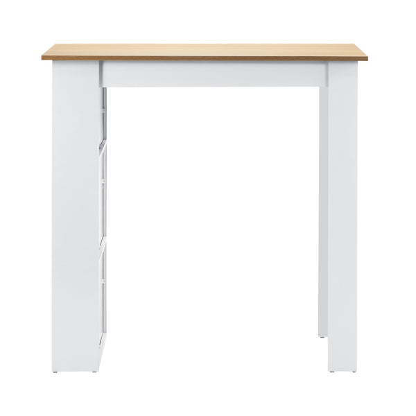 Oikiture Bar Table with Storage- White & Wood - Default Title
