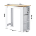 Oikiture Bar Table with Storage- White & Wood - Default Title