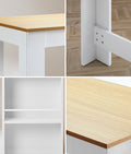 Oikiture Bar Table with Storage- White & Wood - Default Title