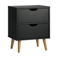 Oikiture 2-Drawer Bedside Table - Black