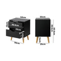 Oikiture 2-Drawer Bedside Table - Black