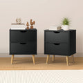 Oikiture 2-Drawer Bedside Table - Black