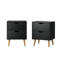 Oikiture 2-Drawer Bedside Table - Black