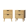 Oikiture 2-Drawer Bedside Table - Natural