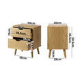 Oikiture 2-Drawer Bedside Table - Natural