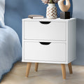 Oikiture 2-Drawer Bedside Table - White