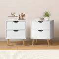 Oikiture 2-Drawer Bedside Table - White