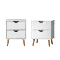 Oikiture 2-Drawer Bedside Table - White