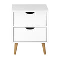 Oikiture 2-Drawer Bedside Table - White