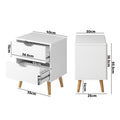 Oikiture 2-Drawer Bedside Table - White
