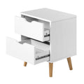 Oikiture 2-Drawer Bedside Table - White