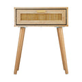 Oikiture Rattan Bedside Table - Wood - Storage