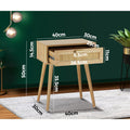 Oikiture Rattan Bedside Table - Wood - Storage