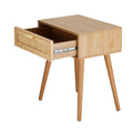 Oikiture Rattan Bedside Table - Wood - Storage